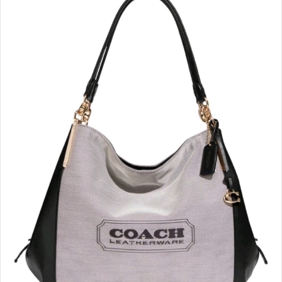 Coach Badge Jacquard Dalton 31 Black Gold Shoulder Bag